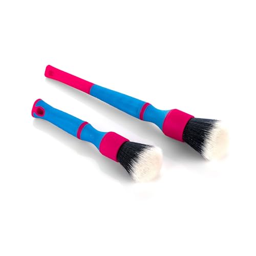 Detail Factory - TriGrip Ultra-Soft Detailing Brush Set - Scratch-Free Cleaning for Exterior, Interior Panels, Emblems, Badges, Gauges, Infotainment Screen - Octane Underglow - color: Pink/Blue