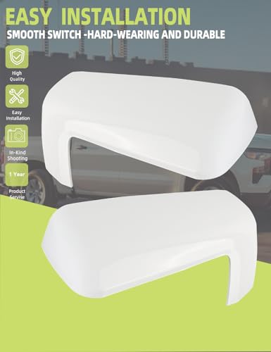 Outside Mirror Caps White Compatible with Chevy Silverado 1500/ GMC Sierra 1500 2019-2024 Accessories Parts Replaces 84328137 Left Right 1 Pair