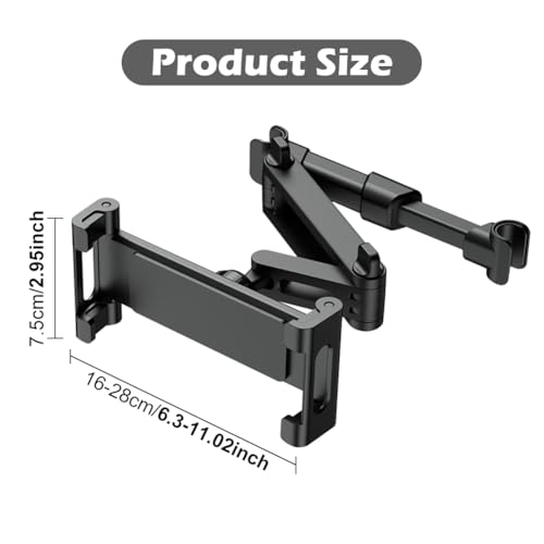 Car Headrest Tablet Holder,Headrest Mount Car Tablets Holder Truck 360 Degree Rotation Adjustable Extendable,Tablet Bracket for Auto,Fits All 5.51-10.24'' Screen Devices