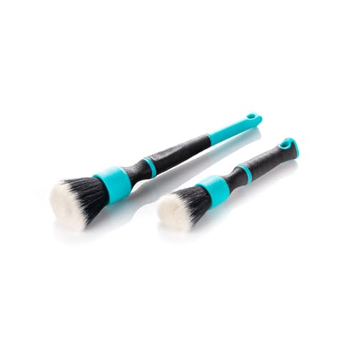 Detail Factory - TriGrip Ultra-Soft Detailing Brush Set - Scratch-Free Cleaning for Exterior, Interior Panels, Emblems, Badges, Gauges, Infotainment Screen - Octane Riptide - color: Teal/Black