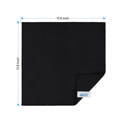 HOMEXCEL Black Microfiber Cleaning Cloth, 24 Pack Cleaning Towels for Kitchen, Lint Free, Scratch-Free, Highly Absorbent, and Reusable Cleaning Rags for House, Window and Glass, Cars, 11.5 X11.5 inch - color: Black