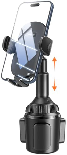 APPS2Car Universal Car Cup Phone Holder | Quick Extension Long Arm | 360° Swivel | Adjustable for iPhone, Samsung, Google, and All Smartphones | Stable & No Shake Design - color: Black