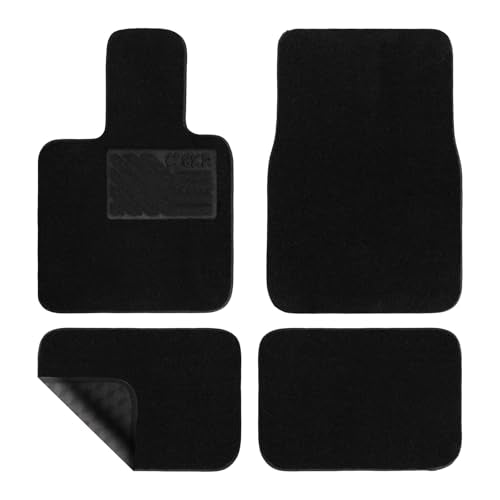 EKR All-Weather Universal Fit Car Floor Mats, 0.5 inch Thick Car Carpet Mats, Anti-Slip Automotive Mat with Driver Heel Pad Fit for SUV, Vans,Sedans, Trucks (Black,4pcs Black Full Set) - color: Black, size: 0.5 inch Thick Floor Mats