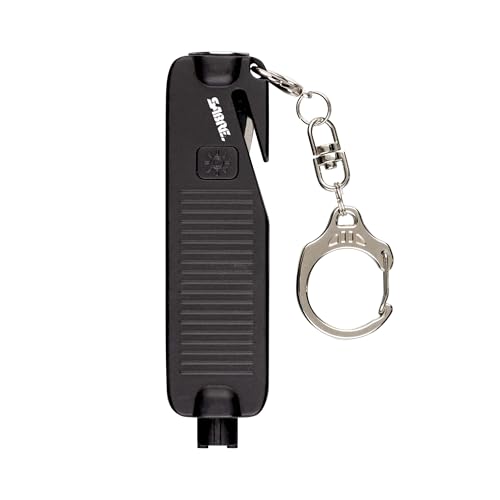 Sabre Safe Escape™ 3-in-1 Car Escape Tool for Car Safety with Spring-Loaded Window Breaker, No Swing Required, Seat Belt Cutter, LED Flashlight, Compact Auto Safety Tool for Emergencies - color: Black