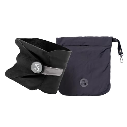 trtl Pillow - Scientifically Proven, Super Soft Neck Support Travel Pillow for Airplanes - Lightweight and Machine Washable - Ergonomic Design for Traveling on Flights, Cars, and Trains - Black - color: Black