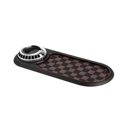 Car Dash Anti-Slip Pad, 3-in-1 Rotatable Dash Non-Slip Mat with Phone Holder & Temporary Parking Number, Multifunctional Dashboard Grip Mat for Key Gadgets, Universal Fit (Brown/Silver) - color: Brown/Silver