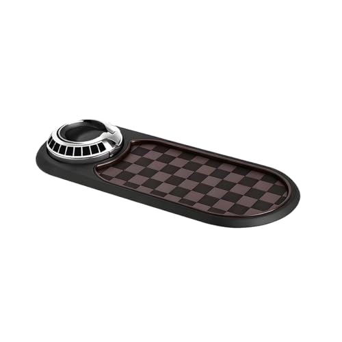 Car Dash Anti-Slip Pad, 3-in-1 Rotatable Dash Non-Slip Mat with Phone Holder & Temporary Parking Number, Multifunctional Dashboard Grip Mat for Key Gadgets, Universal Fit (Brown/Silver) - color: Brown/Silver