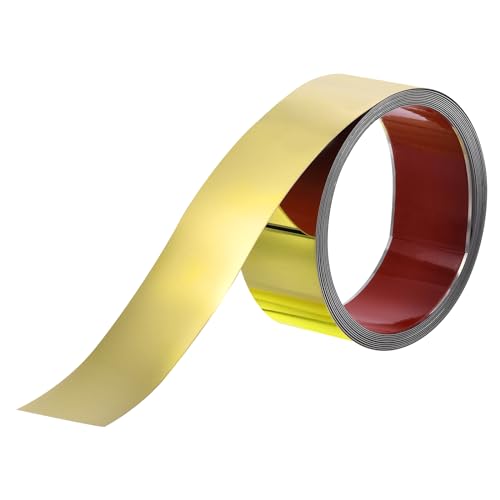 uxcell Wall Trim Molding, Stainless Steel Peel and Stick (Mirror-Like Finish), for Ceiling, Mirror Frame 16.4Ft x 2.4in，Gold - color: Gold, size: 16.4 ft x 2.4 in
