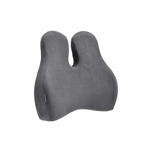 Lumbar Support Pillow for Office Chair - Memory Foam Back Cushion for Chair, Car, Couch - Lumbar Pillow Promotes Better Posture, Back Pain Relief with Adjustable Strap & Non-Slip - color: Gray