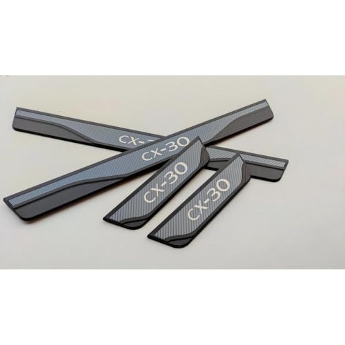 Car Door sill Scuff Protector for Mazda CX-30 CX30 2020-2024 Accessories, Parts Door Sill Cover Scuff Plate Strip Guard Protection（Carbon Fiber Texture）