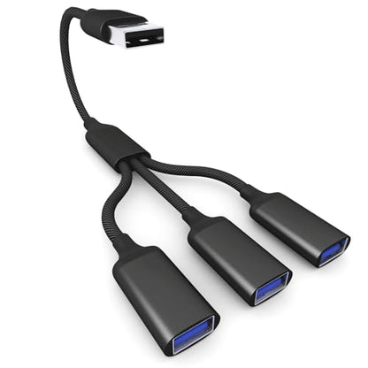 USB Splitter Cable 1 IN 3 OUT 1FT, USB 2.0 Male to Dual Female Extension Cord, Double USBA Port Hub Data+Charger Split Adapter for Laptop,PC/Computer,Keyboard/Mouse,LED,TV,Xbox/PS4/PS5 Game Controller - style: 1 IN 3 OUT