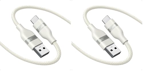 Anker Car Carplay Cable for iPhone 17 16 Pro Max Plus, Upcycled Braided USB A to USB C Car Charger Cord for Samsung Note20 and More(6FT,White) (Pack of 2) - color: White, size: 6ft (Pack of 2)