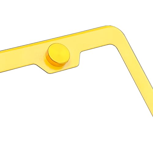 T304 Stainless Steel License Plate Frame – 8K Mirror Polish Finish, Rust-Resistant, Slim Design, Universal Fit, Includes Screw Caps, Washers & Stainless Steel Screws (Yellow) - color: Yellow