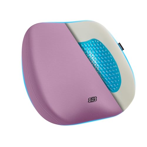 Skechers Seat Cushion Premium Gel & Memory Foam-Office Chair Cushion for Tailbone Pain Relief,Butt Pillow for Office Chair,Car seat Cushion,Long Sitting Office Workers,and Car Drivers,Purple - color: Purple