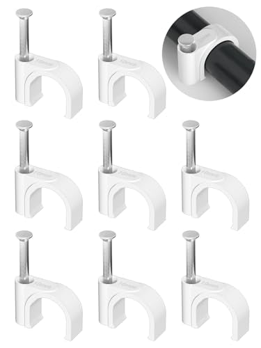 Jadaol Cable Clips 100Pcs 10mm Nail in Clips for Round Ethernet Cables Wall Clips Cable Tacks Electrical Wire TV Cable Speaker Wire Coax Clips Cable Nails for Cord Cat5/Cat5e/Cat6/Cat7 RJ45 Cord Clips - size: 10mm