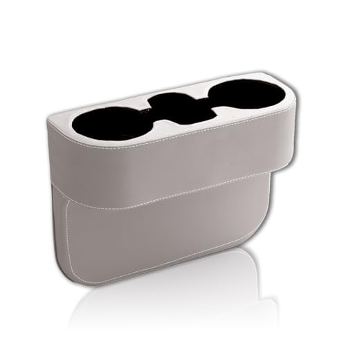 Car Cup Holder, PU Leather Auto Front Seat Organizer, Multifunctional Cup Drink Holders, Gap Filler Storage Box Coin Bucket Console Side Pocket Cell Mobile Phone Holder (Gray) - color: Gray