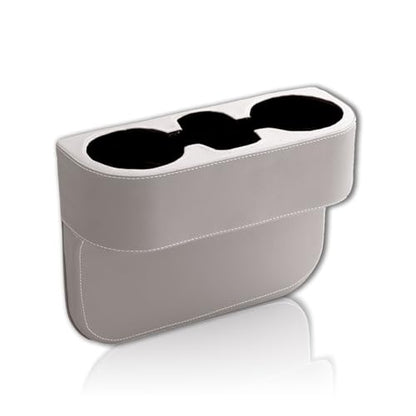 Car Cup Holder, PU Leather Auto Front Seat Organizer, Multifunctional Cup Drink Holders, Gap Filler Storage Box Coin Bucket Console Side Pocket Cell Mobile Phone Holder (Gray) - color: Gray