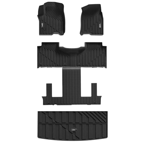 3W Floor Mats & Cargo Liner Fit for 2021 2022 2023 2024 2025 2026 Chevy Tahoe/GMC Yukon/Cadillac Escalade 7 Seat, TPE All Weather Custom Fit Car Accessories Heavy Duty Rubber Full Set Trunk Mats - size: Chevy Tahoe Floor Mats & Cargo Liner