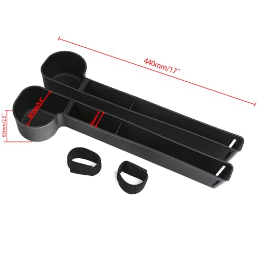 Car Seat Gap Filler, Multifunctional Seat Side Gap Filler with Cup Holder & Organizer, Gap Stopper Universal Fit Car SUV Truck Fill The Gap Between Seat & Console Set of 2 (Black) - color: Black