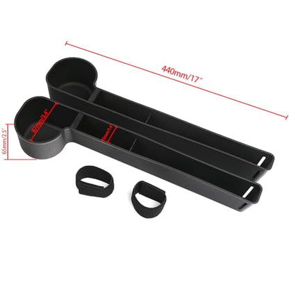 Car Seat Gap Filler, Multifunctional Seat Side Gap Filler with Cup Holder & Organizer, Gap Stopper Universal Fit Car SUV Truck Fill The Gap Between Seat & Console Set of 2 (Black) - color: Black