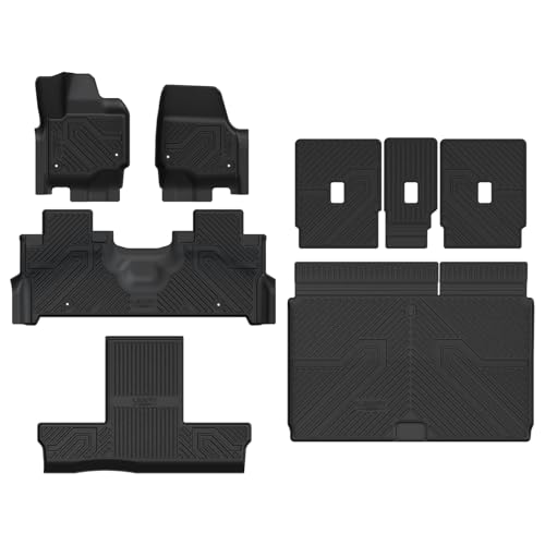 LASFIT Floor Mat&Cargo with Backrest Mat for 7 Seats 2025 2026 Ford Expedition Max(Not for Standard),TPE Easy Clean All Weather TPE Custom Fit for SUV Car Liners, 1st&2nd&3rd&Cargo Liner, Black 5pcs - style: 8) Expedition Max 7-Seat| 25-26 | Combo Set