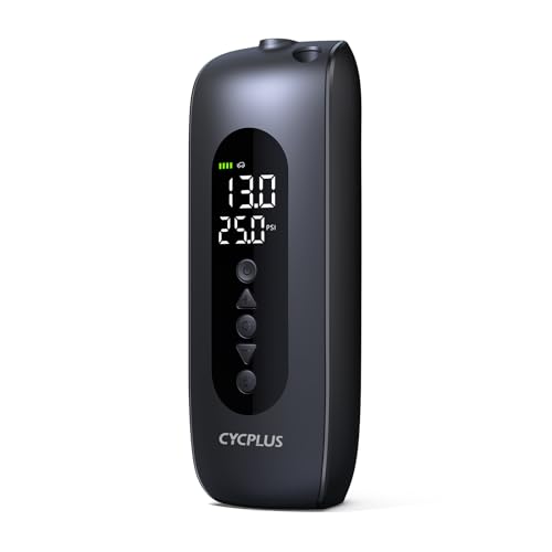 CYCPLUS Tire Inflator Portable Air Compressor, Cordless 150PSI Portable Air Pump with Accurate Pressure Dual LED Display, 2X Fast Inflation for Cars, Bikes,Motorcycle Tires, Balls, Dual-Use Type AL2 - color: Light Black