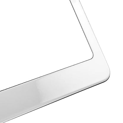 T304 Stainless Steel License Plate Frame – 8K Mirror Polish Finish, Rust-Resistant, Slim Design, Universal Fit, Includes Screw Caps, Washers & Stainless Steel Screws (Chrome) - color: Chrome