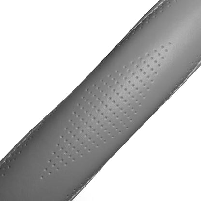HAOKAY Top Grade Gray Genuine Leather Steering Wheel Cover Men Women, Luxury Steering Wheel Cover for Cars, SUVS and Trucks, Universal 14.5-15 inch - color: GRAY