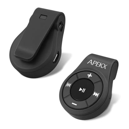 APEKX Clip Bluetooth Audio Adapter for Headphones, Headset, Speaker, Wireless Receiver with MIC for Hands-Released Call and Music