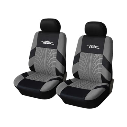AUTOYOUTH Gray Seat Covers Front Seats Only, 3D Tyre Embossed Breathable Bucket Covers, Airbag Compatible, Quick Setup Universal Fit for Sedan, SUV, Truck, Van - color: Gray & Black, size: Front Seats Only (4 pieces)