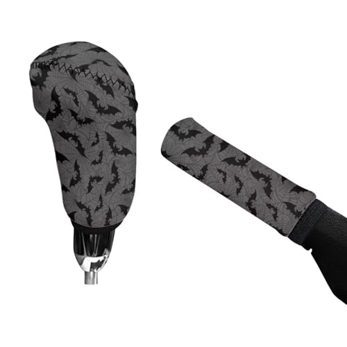 KEIAHUAN Black Bats Halloween Car Gear Shift Knob Cover & Handbrake Cover, Shifter 2 Piece Anti-Slip & Anti-Scratch Vehicel Knob Gear Stick Covers Universal Fit for Sedan/SUV/Truck - color: Black Bats