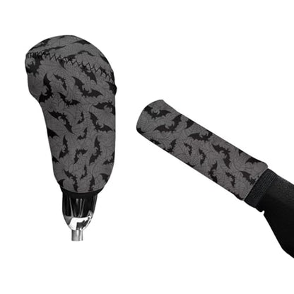 KEIAHUAN Black Bats Halloween Car Gear Shift Knob Cover & Handbrake Cover, Shifter 2 Piece Anti-Slip & Anti-Scratch Vehicel Knob Gear Stick Covers Universal Fit for Sedan/SUV/Truck - color: Black Bats