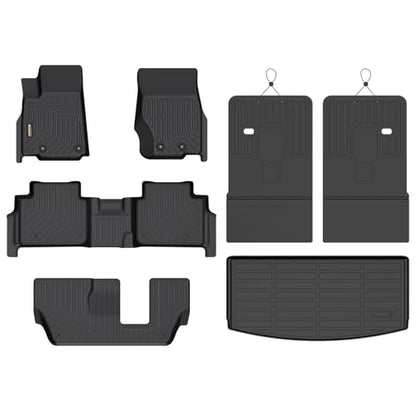 Binmotor-Floor Mats & Cargo Liner for Jeep Grand Cherokee L 2021-2025(Only for 7 Seats/Bench Seat), TPE All Weather Car Mats for Jeep Grand Cherokee L Accessories Custom Fit Cargo Trunk - style: 11) Car Mats for Jeep Grand Cherokee L 7 Seats(2021-2025)