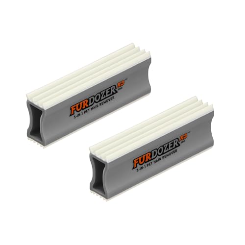 FurDozer Pet Hair Remover & Auto Detailing Tools - Cat & Dog Hair Remover for Carpets, Car Interiors, Couches, Bedding, & Pet Furniture (Gray, (2 Pack) - X3 PRO) - color: Gray, size: (2 Pack) - X3 PRO