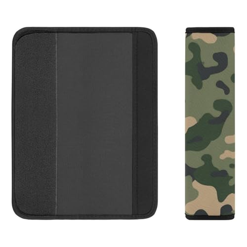 Fashion Car Seat Belt Covers Soft Cushion Pad Car Shoulder Strap Harness Pad Green Camouflage Army Camo - color: Color360
