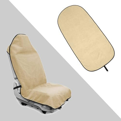 Waterproof Towel Car Seat Cover, Sweatproof Non Slip Towel Carseat Cover, Machine Washable Vehicle Bucket Frontseat Protector Accessories, Universal for SUV, Sedan, Truck (Beige) - color: Beige