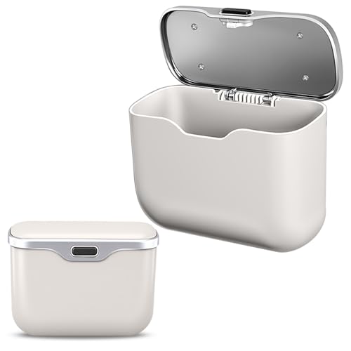 Car Trash Can with Lid, Leakproof Auto Garbage Bin, Waterproof Car Trash Bag Holder with PU Leather Top for Back of Seat/Door, Fit for SUVs, Sedans, Trucks Beige - color: Beuge