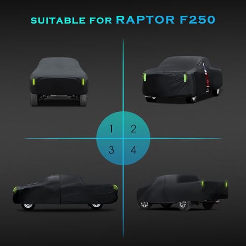 Car Cover Waterproof All Weather，Full Outdoor Pickup Truck Cover Rain UV Protection, Size T4 Universal Fit for Ford F150 Chevy Silverado Dodge Ram 1500. (Fit Truck Length 243 to 250 inch) - size: T4 Fit Truck Length 243 to 250 inch
