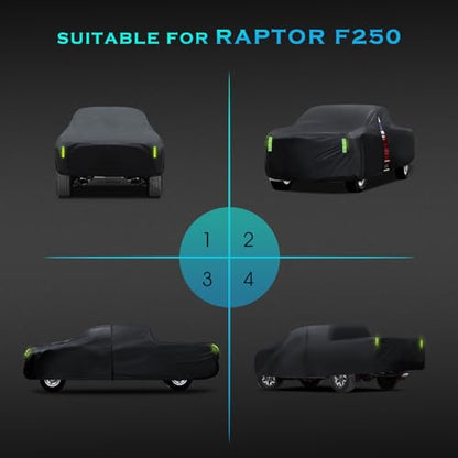 Car Cover Waterproof All Weather，Full Outdoor Pickup Truck Cover Rain UV Protection, Size T4 Universal Fit for Ford F150 Chevy Silverado Dodge Ram 1500. (Fit Truck Length 243 to 250 inch) - size: T4 Fit Truck Length 243 to 250 inch