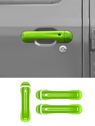 Savadicar 3-Piece Green Door Handle Cover Trim Set for Jeep Wrangler JL JLU 4xe & Gladiator JT 2018-Present – Exterior Handle Cap Accent Accessories - color: Green, size: Front & Tailgate, style: Solid