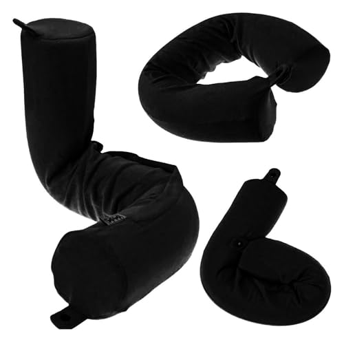 Dot&Dot Twist Memory Foam Travel Pillow for Airplanes - Travel Neck Pillow for Sleeping - Airplane Pillow for Neck Support, Chin, Lumbar and Leg - Adjustable, Bendable Neck Roll Pillow (Onyx) - color: Onyx, size: Standard (26")