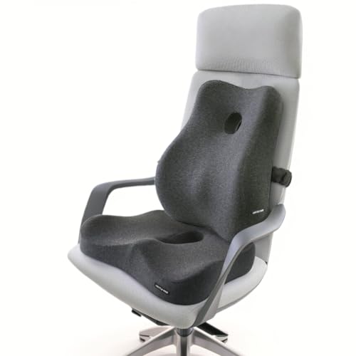 Seat Cushion and Lumbar Support Pillow for Office Chair, High-Elastic Memory Foam Car Chair Cushions, 4.7" Extra Thick Back Support for Long Sitting, Breathable Washable Cover(Dark Grey) - color: Dark Gray