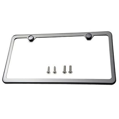 LFPartS Slim Style Polished Stainless Steel License Plate Frame Gunmetal Black Finish
