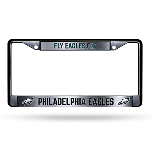NFL Philadelphia Eagles Fly Eagles Fly Black Chrome License Plate Frame - 2-Screw Mount - color: Eagles