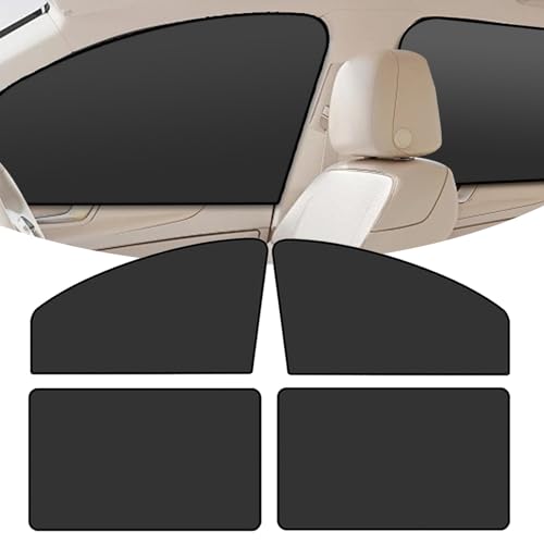 4 PCS Car Side Window Glass Sunshade, 24.41" x 18.9" x 12.99" Front Side Window + 31.5" x 18.9" Rear Side Window Privacy Protection Full Light Blocking Sunshade, for Most Cars (Black) - color: Black