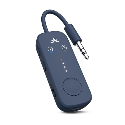 Avantree Relay - Premium Airplane Bluetooth Adapter with Advanced Qualcomm Chipset, 2 Headphones Support, 25hrs Play Time, aptX Adaptive & HD Audio Transmitter for Airpods, Bose & Travel Flight - color: 3-Midnight Blue