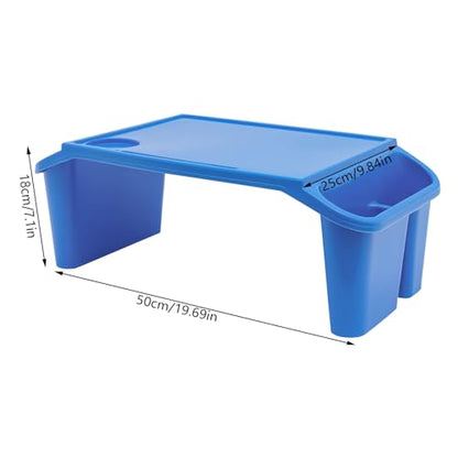 6 Pack Kids Lap Tray with Storage Slots, Stackable Portable Kids Lap Desk, 20" L X 10" W X 7" H Plastic Table Kids Activity Tray for Writing Eating Drawing Reading (Blue) - color: Blue