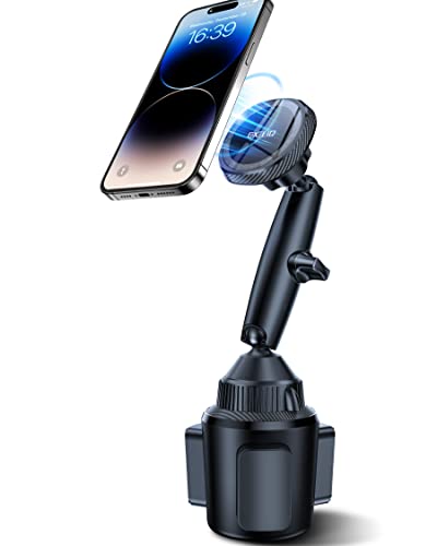 EXELIQ Magnetic Cup Holder Phone Cradle for Magsafe, Powerful N54 Magnet Flexible Tri-pivot Cup Phone Holder for Car, Tesla, Truck, SUV, Compatible with iPhone 17 16 15 14 13 12, Samsung [Not Charger]