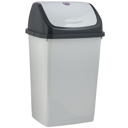Superio Kitchen Trash Can 13 Gallon with Swing Lid, Plastic Tall Garbage Can Outdoor and Indoor, Large 52 Qt Recycle Bin and Waste Basket for Home, Office, Garage, Patio, Restaraunt (Smoke) - size: 13 Gallon, style: 1 Pack