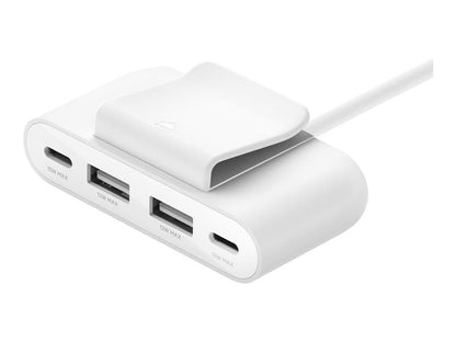 Belkin 4-Port Power Extender - Compatible w/USB-C & USB-A Devices - Apple iPhone 17, Air, Pro, Pro Max, iPad, AirPods, Apple Watch, Samsung Galaxy S25, Nintendo Switch 2, Google Pixel 10, etc - White - style: 4-Port Power Extender